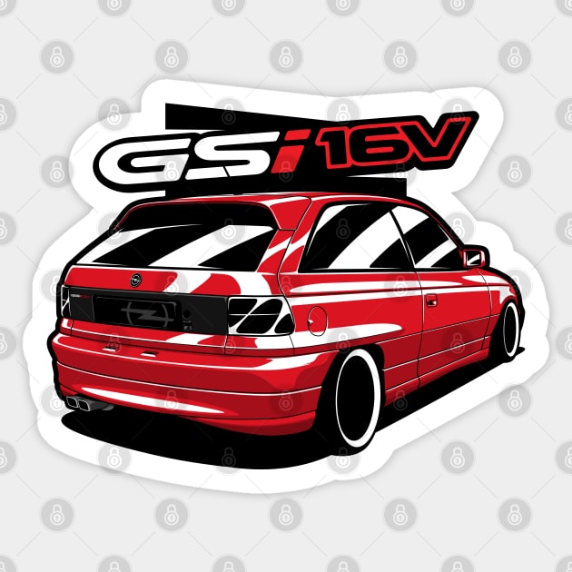 Red Opel Astra GSI Sticker by KaroCars